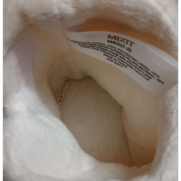 Mixit Cream Color Slipper Boots with Embroidered Owl Detail Size Medium 1-2 - Picture 11 of 13